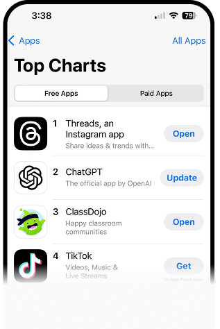 App Store top charts phone screenshot